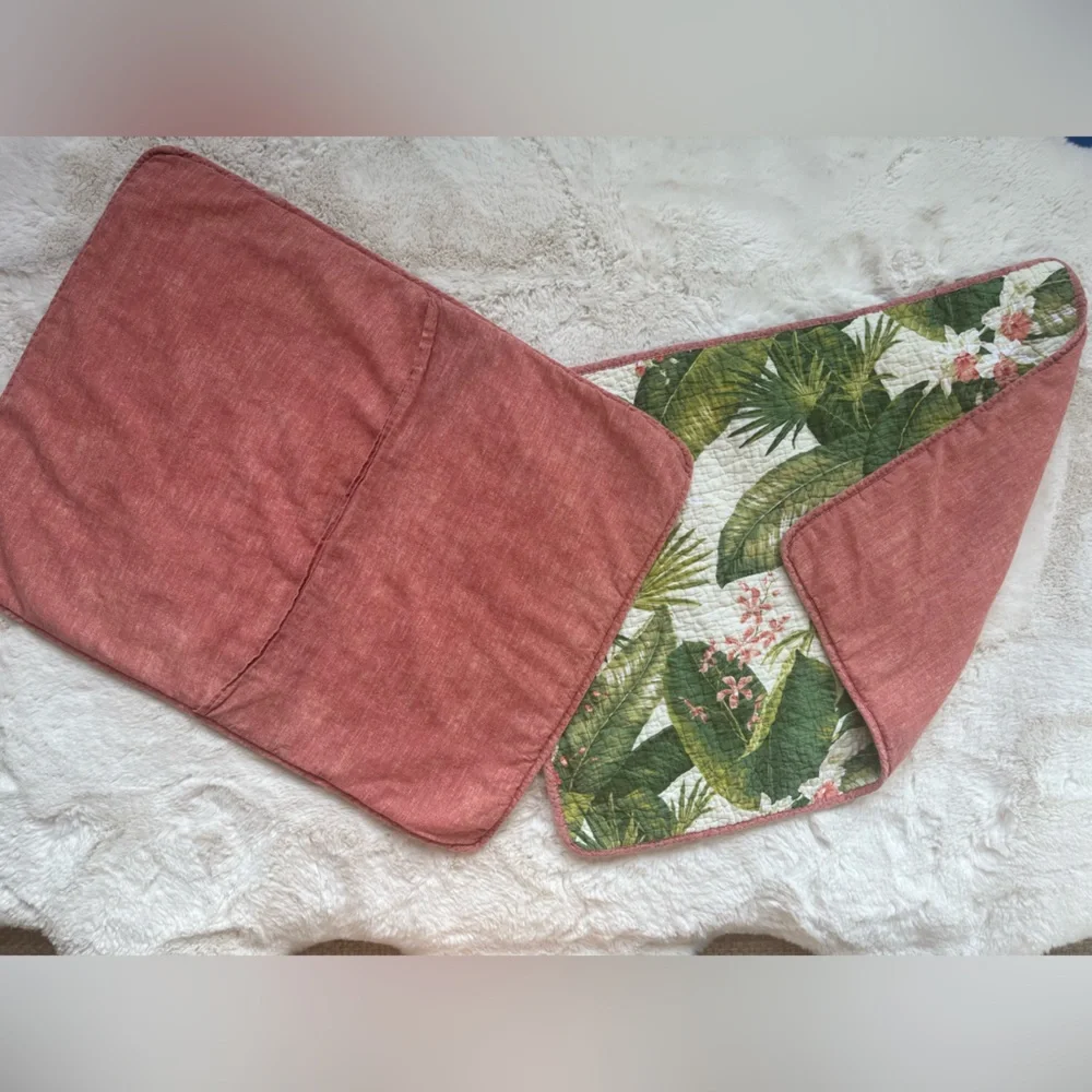 Two (2) Tommy Bahama Tropical floral standard pillow covers, pink/green
